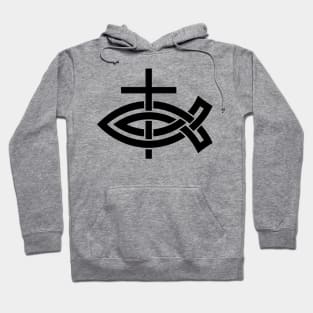 Christian cross and fish sign Hoodie